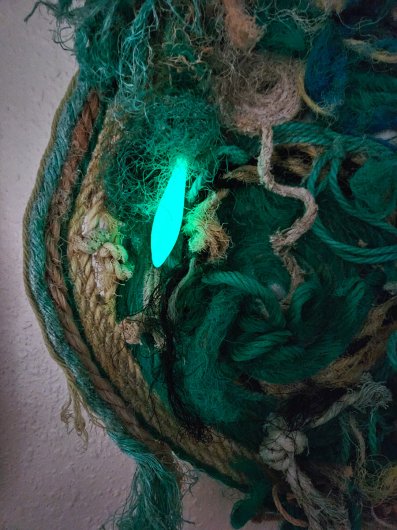 Glow-in-the-dark squid lure Urchin Rice Bowl - Teal Twilight, Urchin Bowls -  artwork by Emily Miller